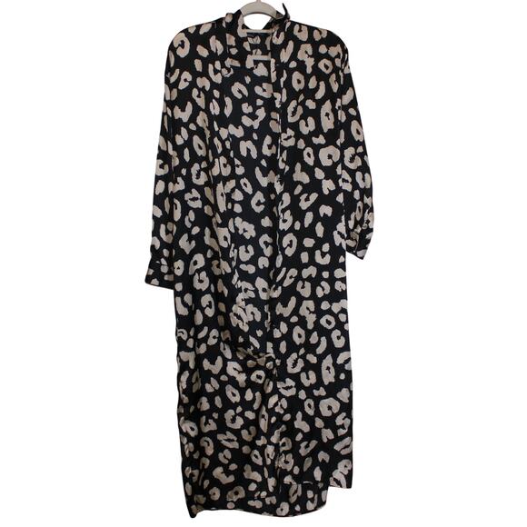 Zara Black And Champagne Leopard Print Button Up Dress Size S - Picture 1 of 3